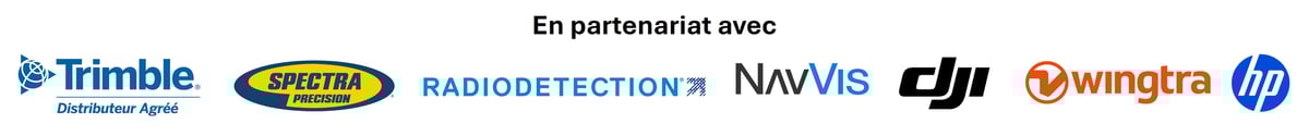 En partenariat avec Trimble, Spectra Precision, Radiodetection, NavVis, DJI, Wingtra et HP